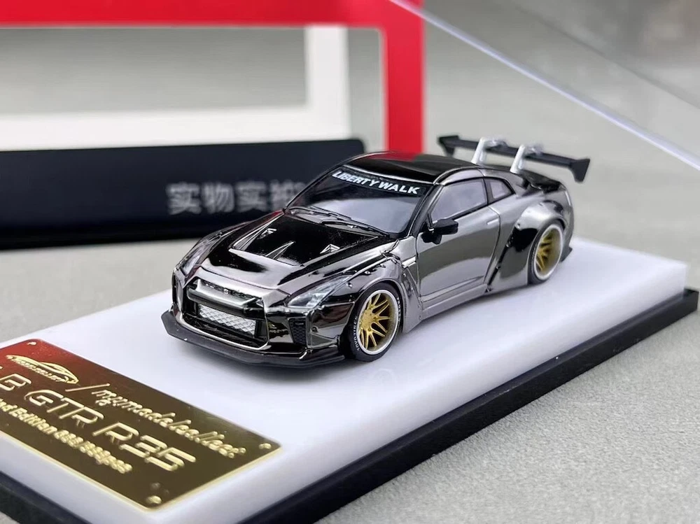 MC 1:64 Plating Gray LB GTR R35 Racing Sports Model Diecast Metal Car