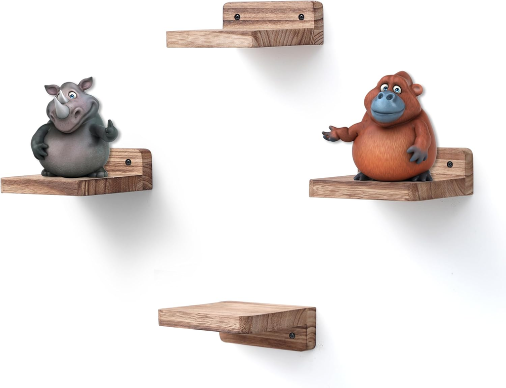 Small Floating Shelf 4x4 Inch Rustic Wood Wall Display Ledge