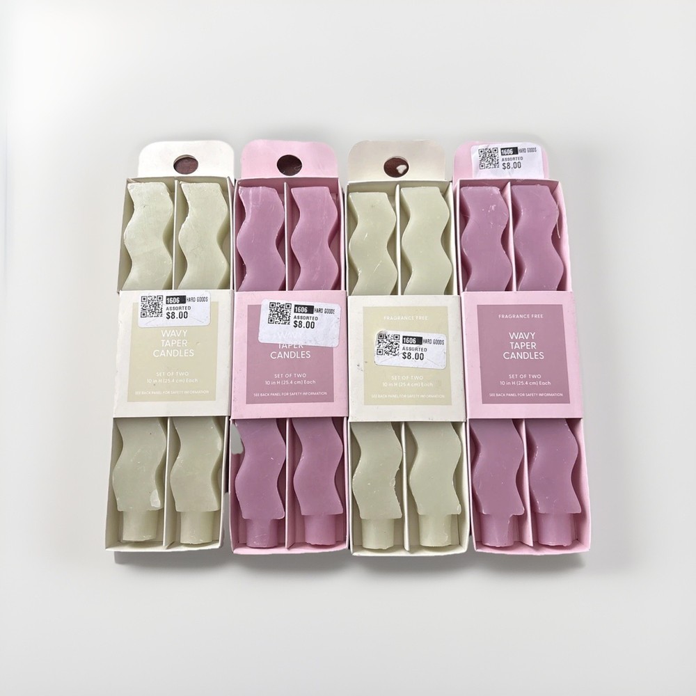 4-Pack Wavy Diamond Design Taper Candles for Home Decor