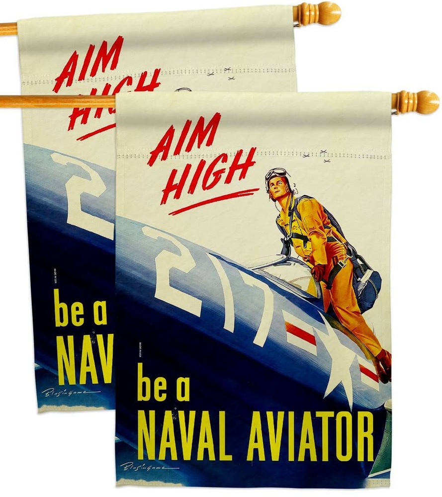 USBrotherhood Aim High House Flag 2 pcs Pack Armed Forces Navy USN Seabee Uni...