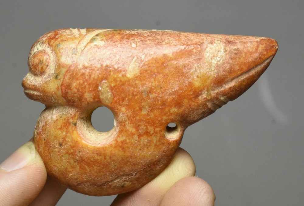 6.5CM Hongshan Culture Ancient Jade Cicada Sun God Amulet Pendant