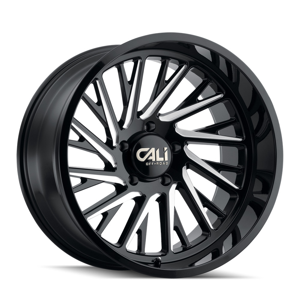 Set of 4 - CALI OFF-ROAD PURGE 9114 GLOSS BLACK MILLED 22X12 6-135 -51MM 87.1MM
