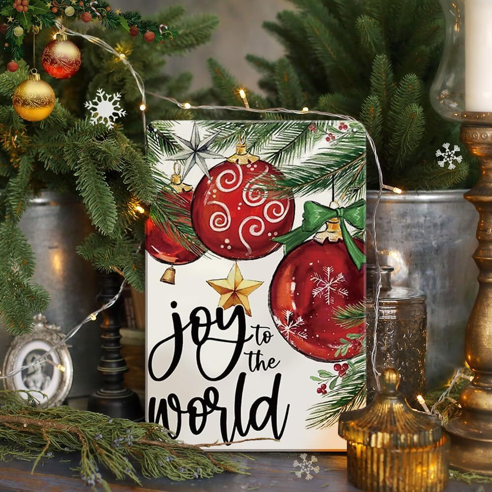 Christmas Decor Joy To The World Outdoor Yard Winter Christmas Tin Metal Signs