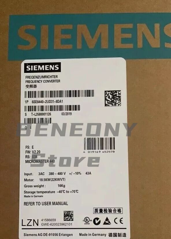 1PC New Original Siemens 6SE6440-2UD31-8DA1 6SE64402UD318DA1 Free Shipping