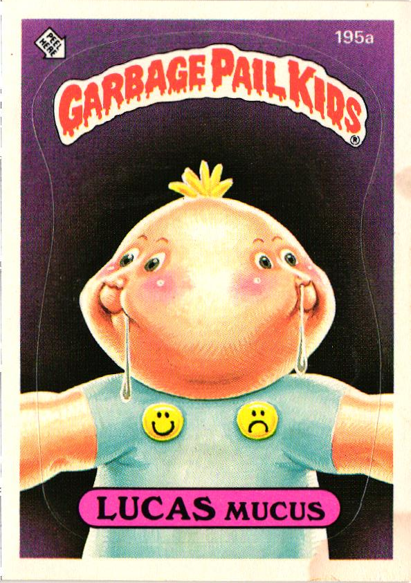 1986 Topps Garbage Pail Kids #195A Lucas Mucus Sticker Card