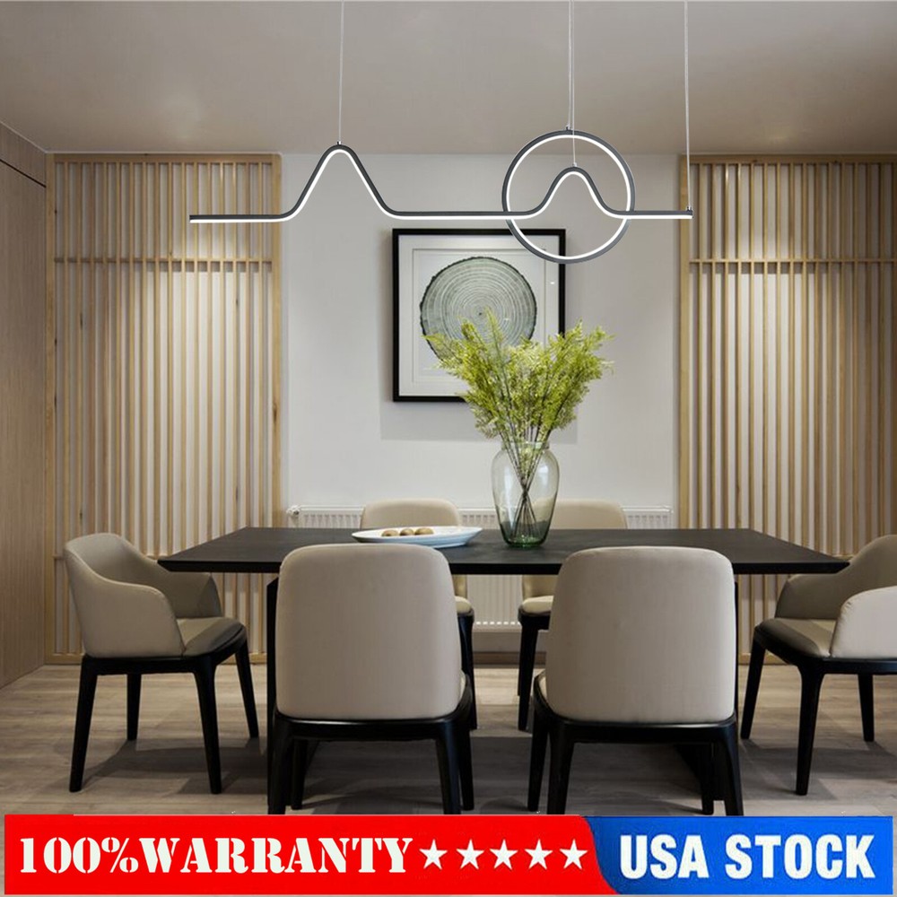 Modern LED Pendant Light Dimmable Linear Chandelier For Dining Room Kitchen