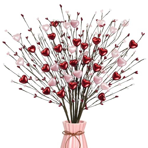 Valentines Day Decorations 8 Pcs Valentine Day Picks 24 Inches Artificial Red