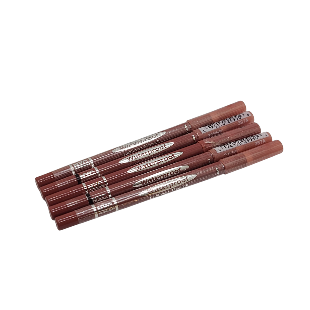 5 Pack NYC Waterproof Lipliner Pencil 387A Pink Brown *Sealed*