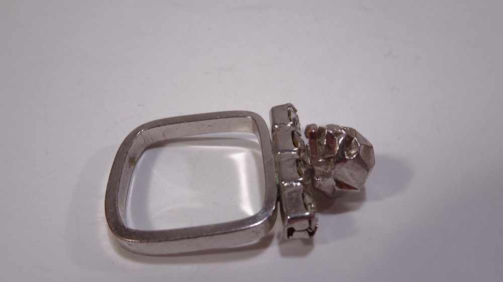 Joomi Lim Silver Crystal Skull square ring Sz 5 NWOT 134