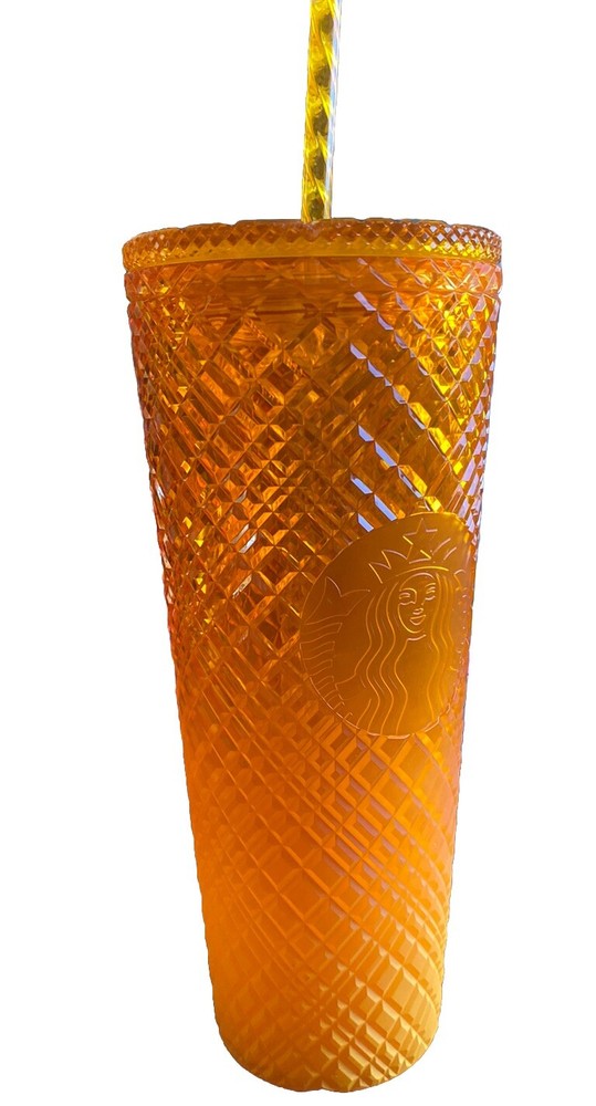 Starbucks 24oz Mango Orange Peach Ombre Diamond Cold Cup Tumbler