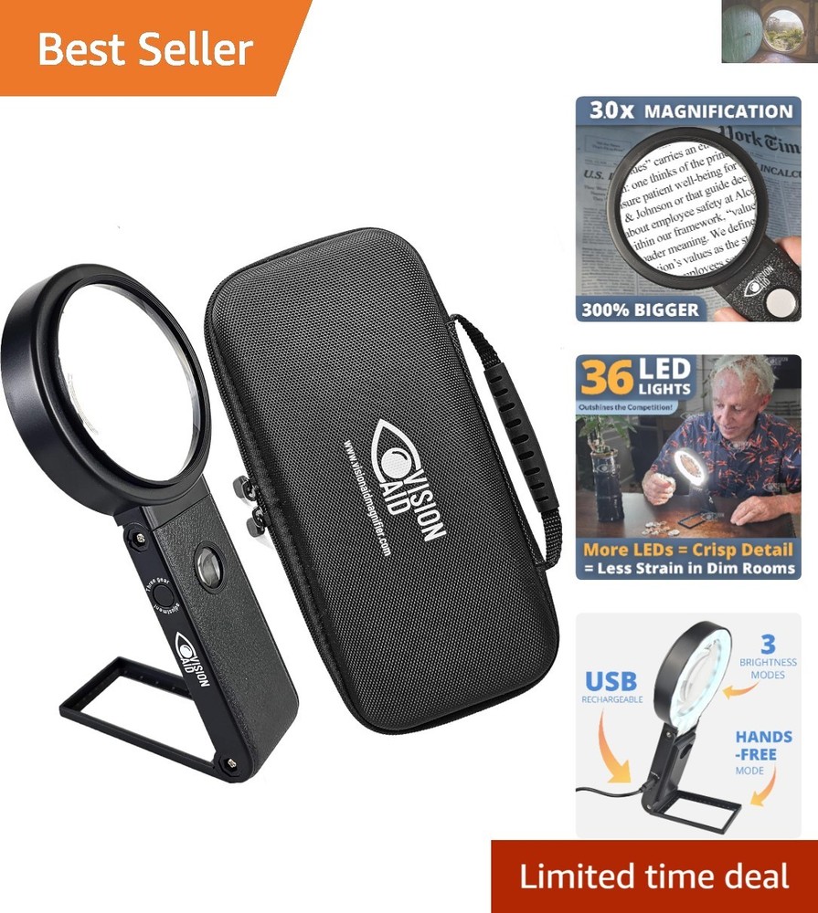 Hands-Free USB Rechargeable LED Magnifier with 30x and 40x Magnification Options