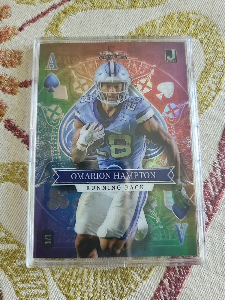 [1/1]Omarion Hampton - 2023 Wild Card, 5 Card Draw Stacked Deck Ace Of Spades 🔥