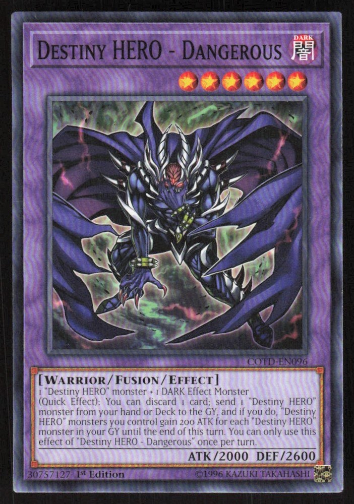 1996 Yugioh 1st Edition Destiny HERO Dangerous Dark Magician Rare
