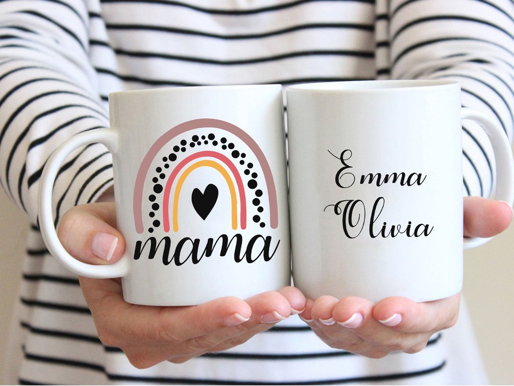 Personalized Rainbow Mama Mug Custom Rainbow Mom Mug Baby Shower Gift For Mom