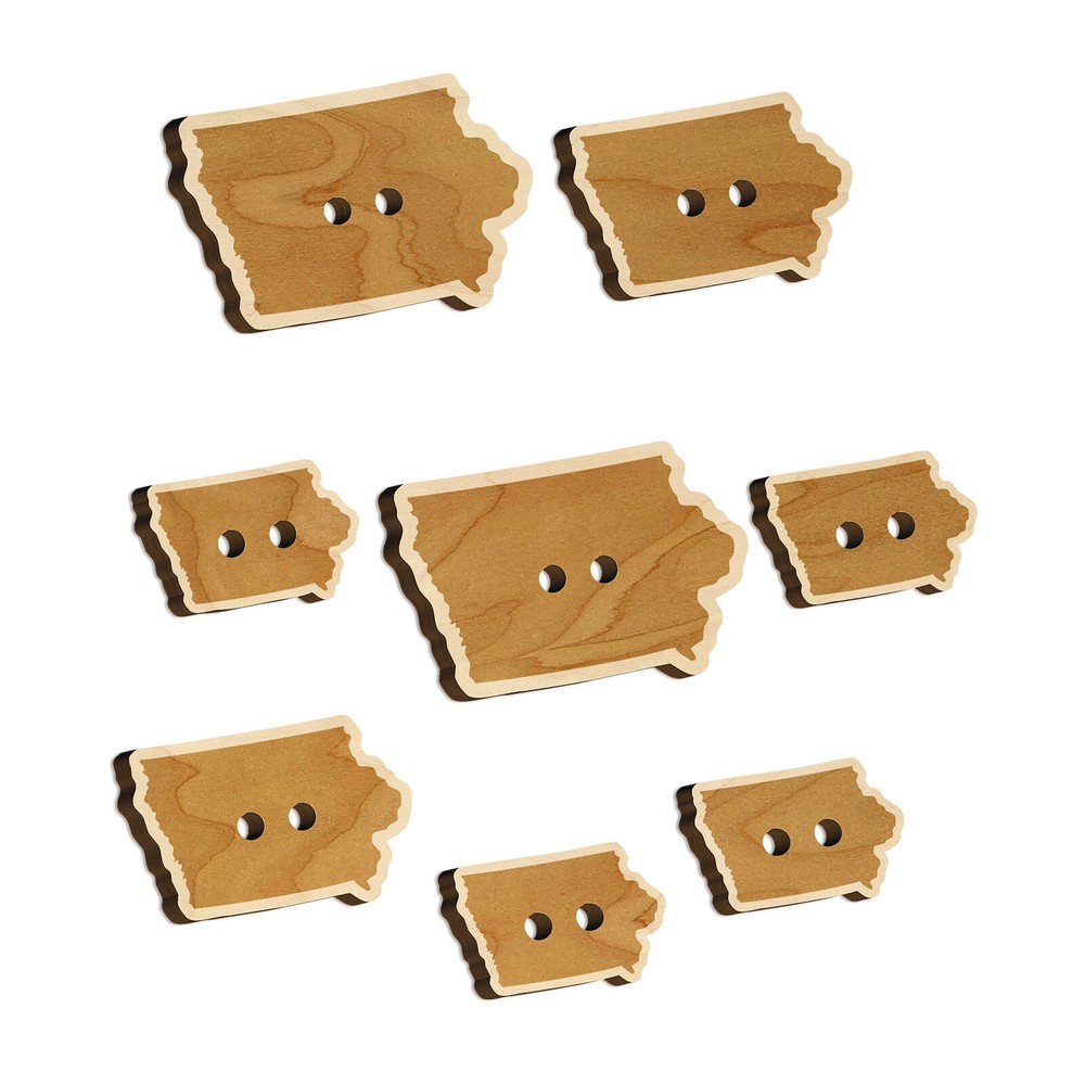 Iowa State Silhouette Wood Buttons for Sewing Knitting Crochet DIY Craft