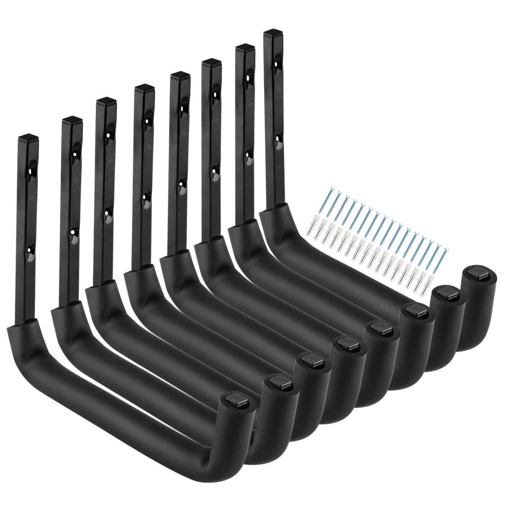 8-Pack Heavy Duty 10-Inch Garage Wall Hooks for Ladder Storage