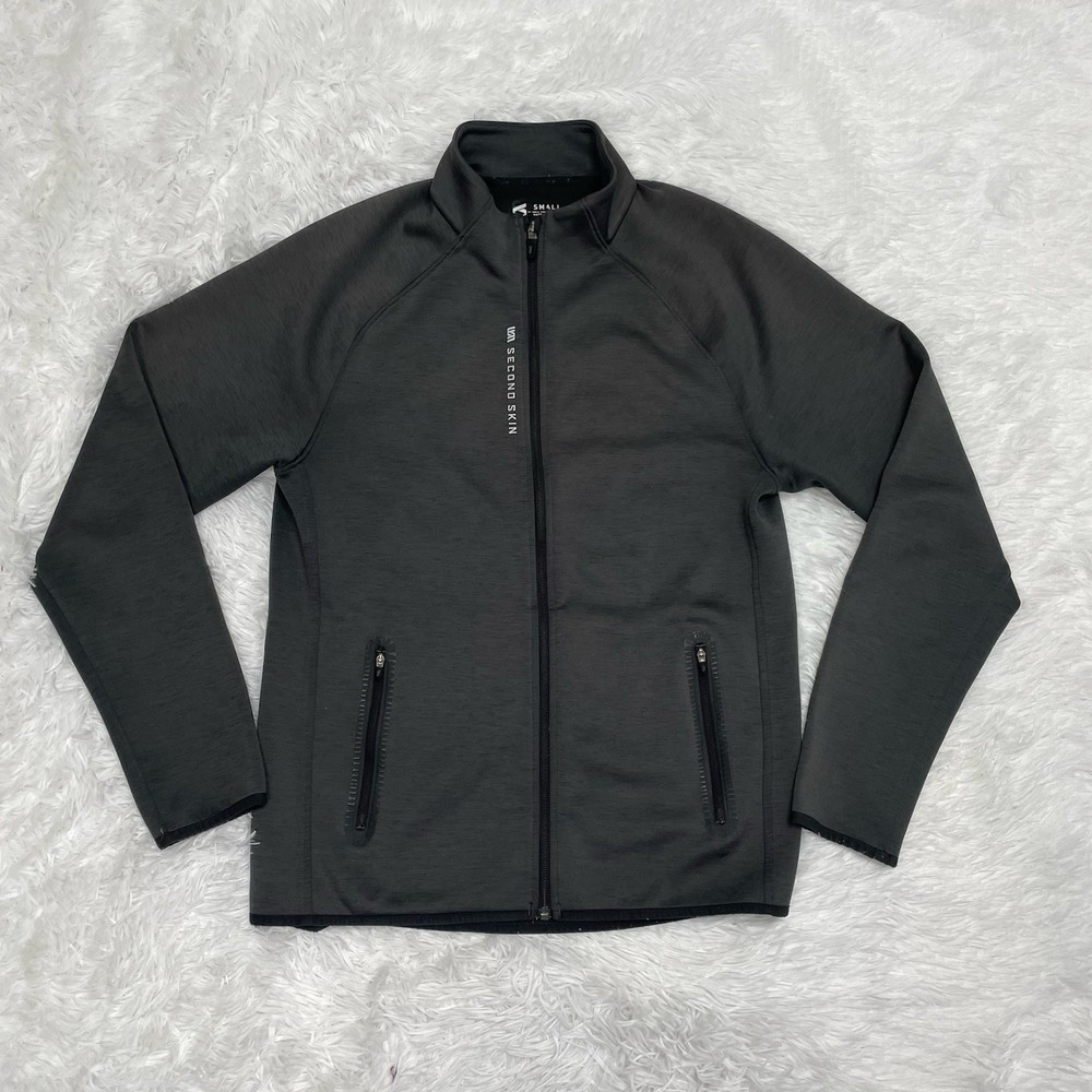 Second Skin Mens Performance Jacket Small Gray Full Zip with Pockets