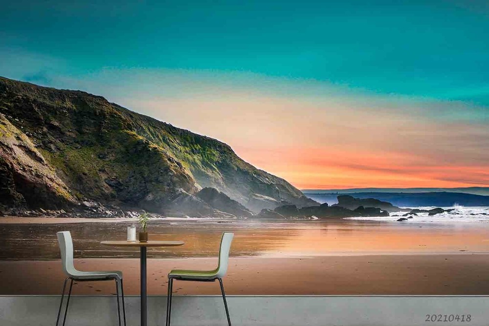 3D Sky Mountains Sea Landscape Wall Murals Wallpaper Murals Wall Sticker