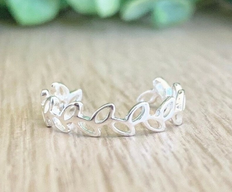 New Year GIFT 4 WOMEN'S Solid Metal Leaf Link Adjustable Toe Ring 925 Silver