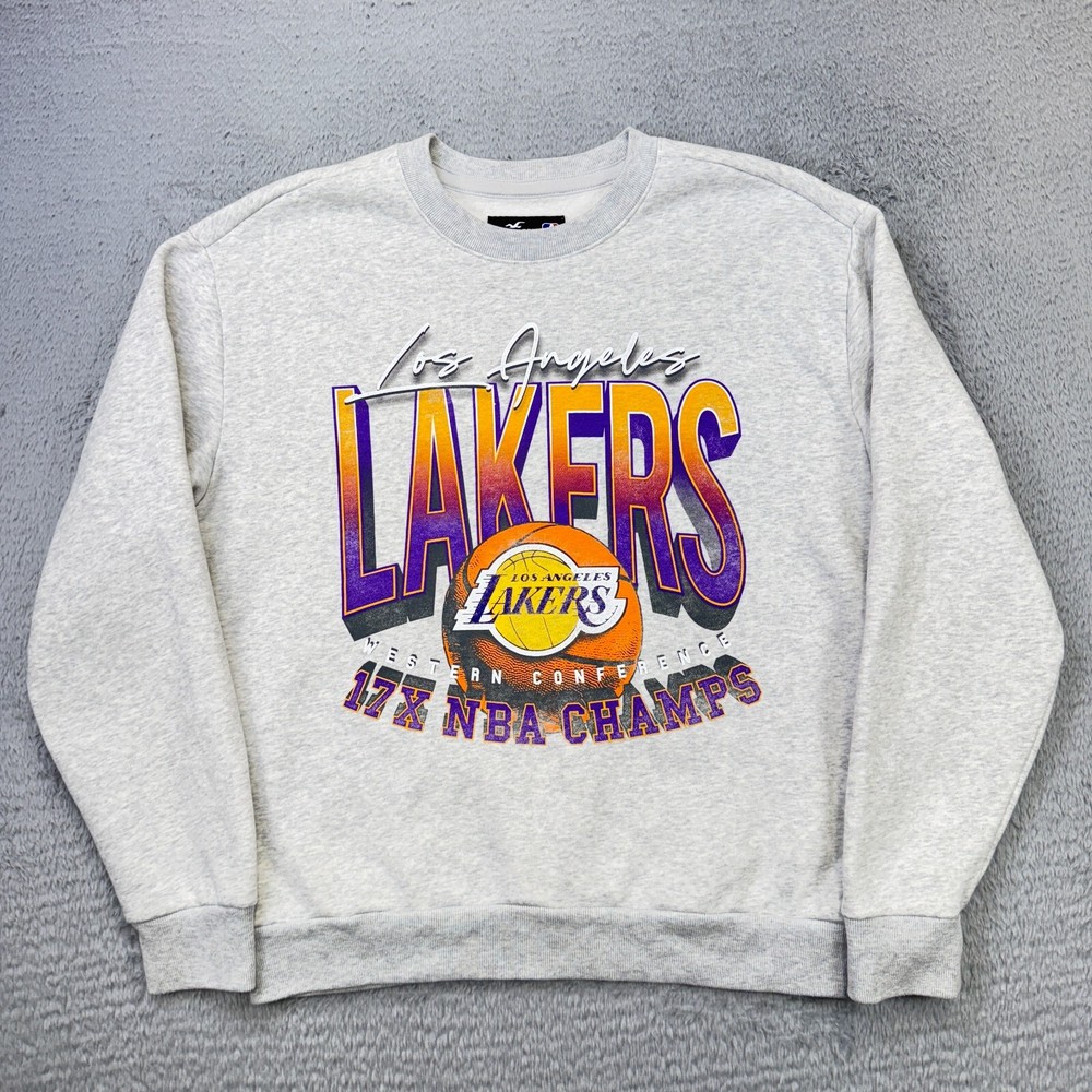 HOLLISTER RELAXED LA LAKERS GRAPHIC CREW SWEATSHIRT SIZE MEDIUM