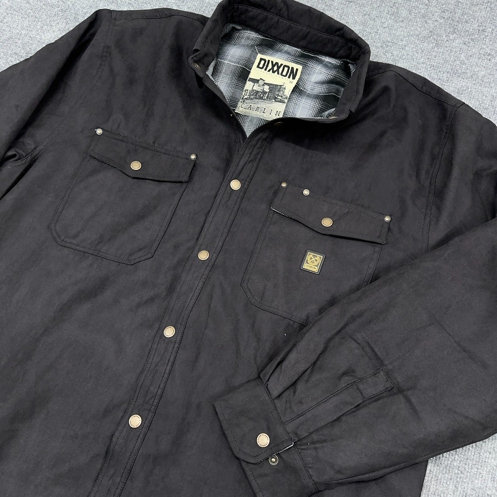 Dixon Mens 3XL Black Carlin Faux Suede Flannel Lined Shacket Snap 3X New