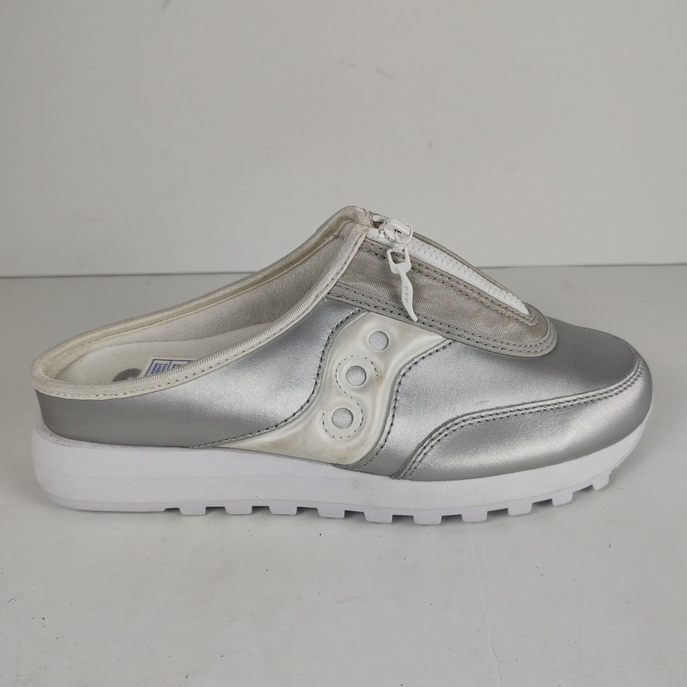 Vintage 90s Saucony Metallic Silver Retro Clogs Women's Size 8 Rare