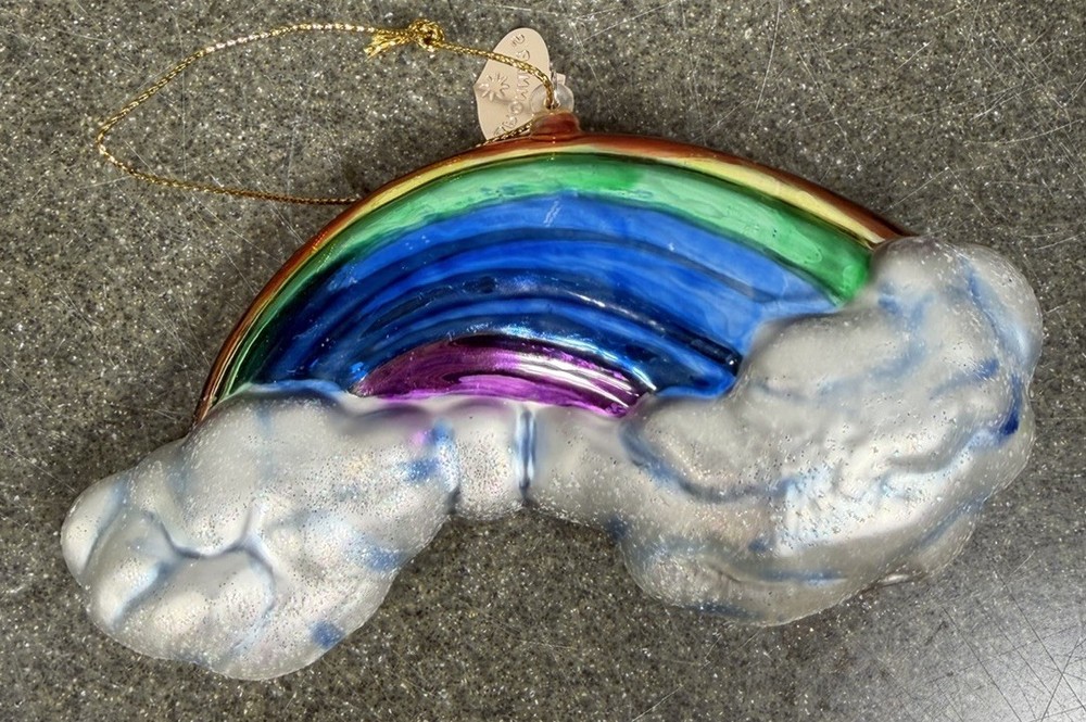 Bronner's Rainbow Christmas Glass Ornament Rainbow And Clouds