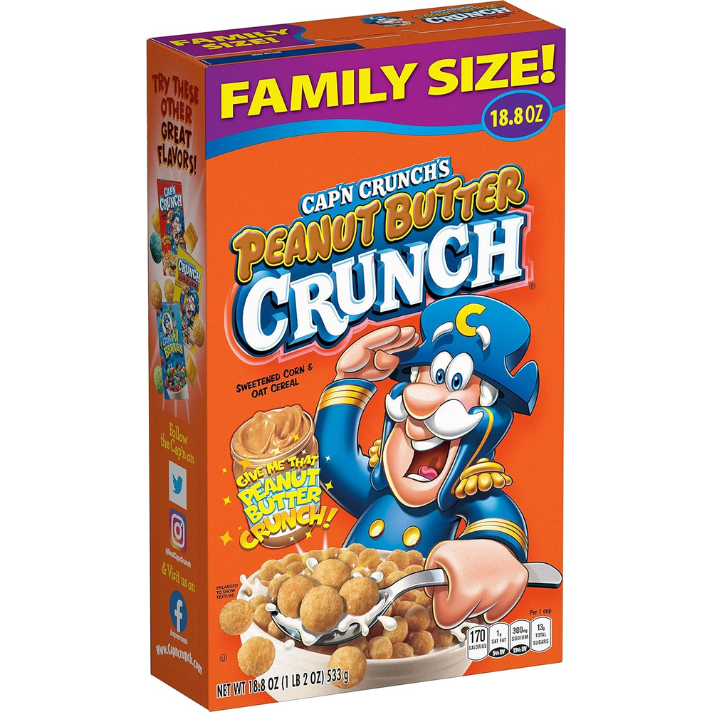 Cap'N Crunch Cereal, Peanut Butter, 18.8Oz Box, Packaging May Vary