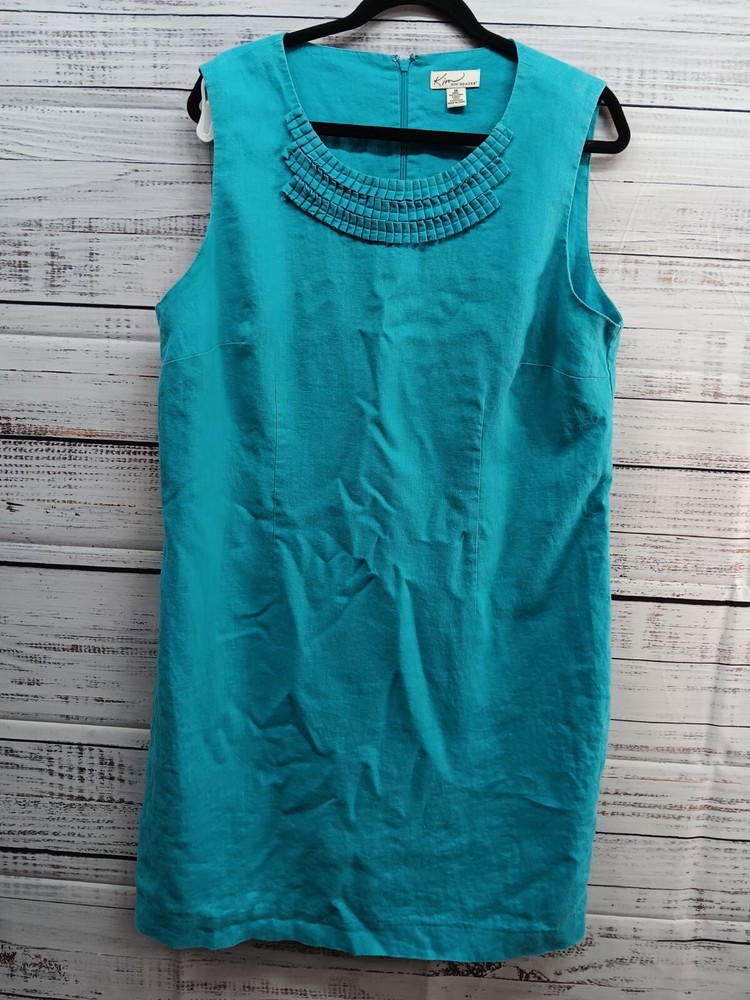 Kim Rogers  Shift Dress Women’s 18 100% Linen Blue Sleeveless Lined Coastal