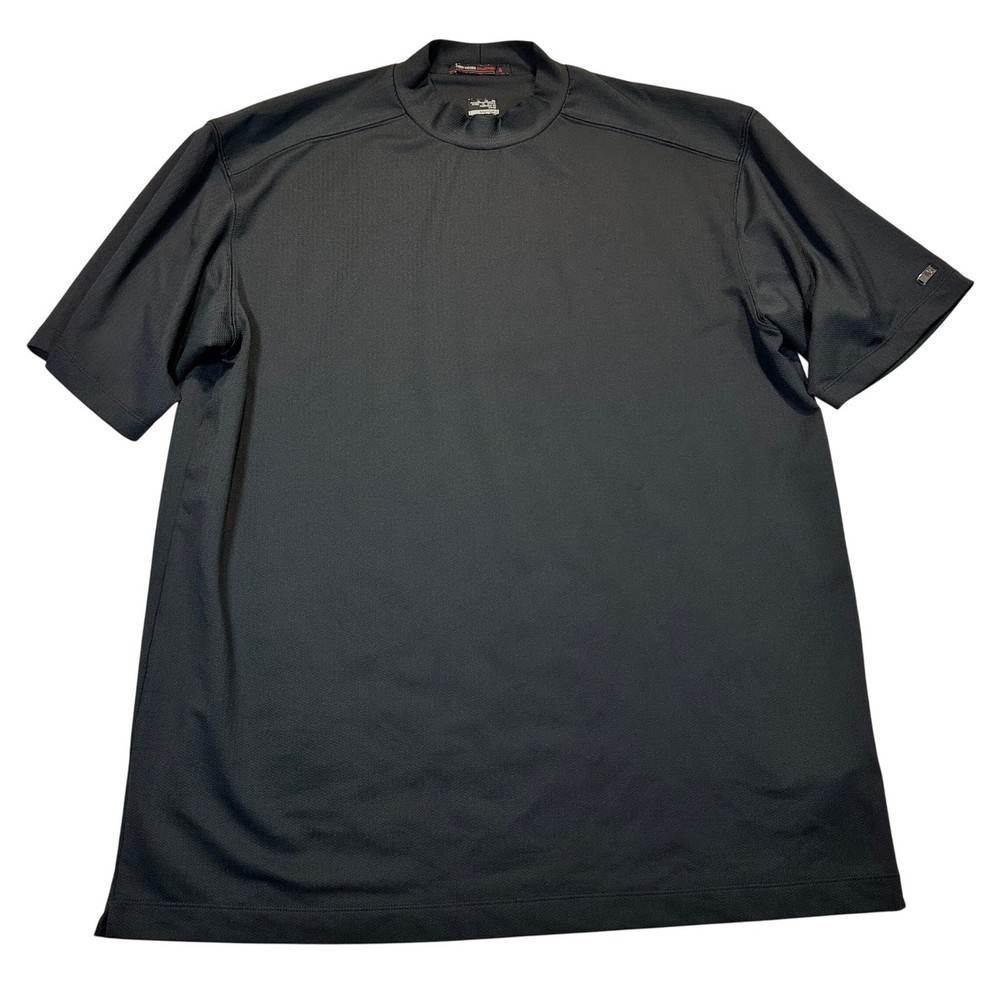 Nike Tiger Woods Collection Golf Shirt Black Mock Neck XL Men's Short Sleeve