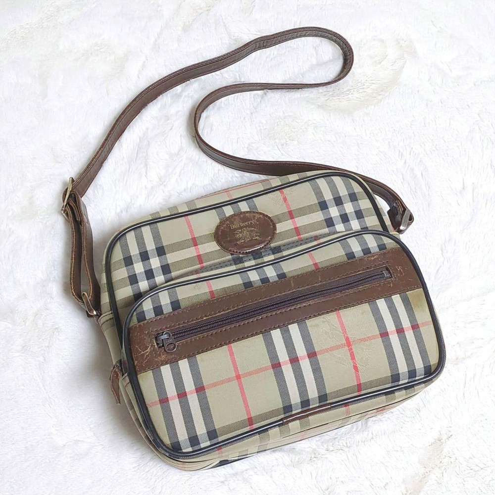 Burberry Shoulder Bag Nova Check Canvas Beige Authentic F0911601