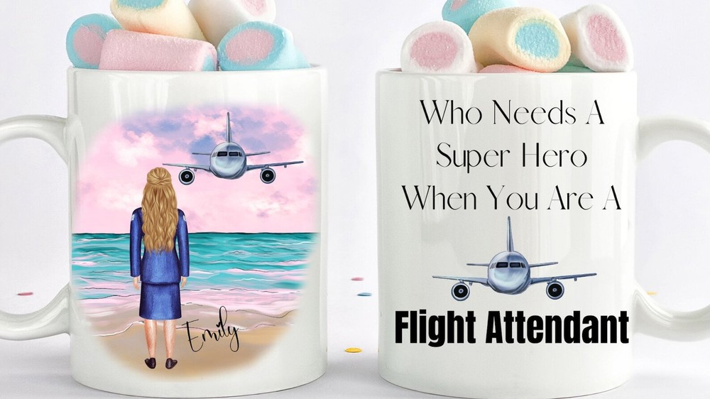 Personalized Flight Attendant Mug For Women Flight Attendant Gift Flight Attenda