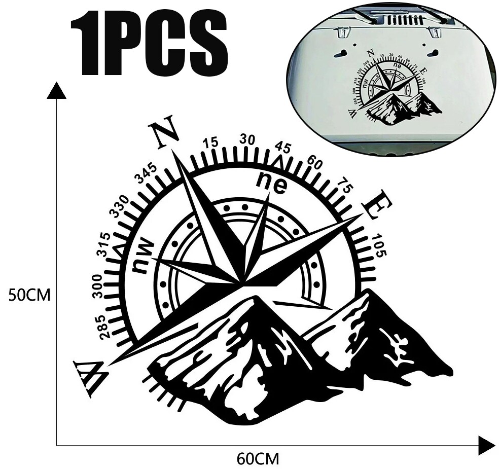 Mountain Compass Stickers Waterproof Vinyl Auto Body Hood Decal For Wrangler Suv