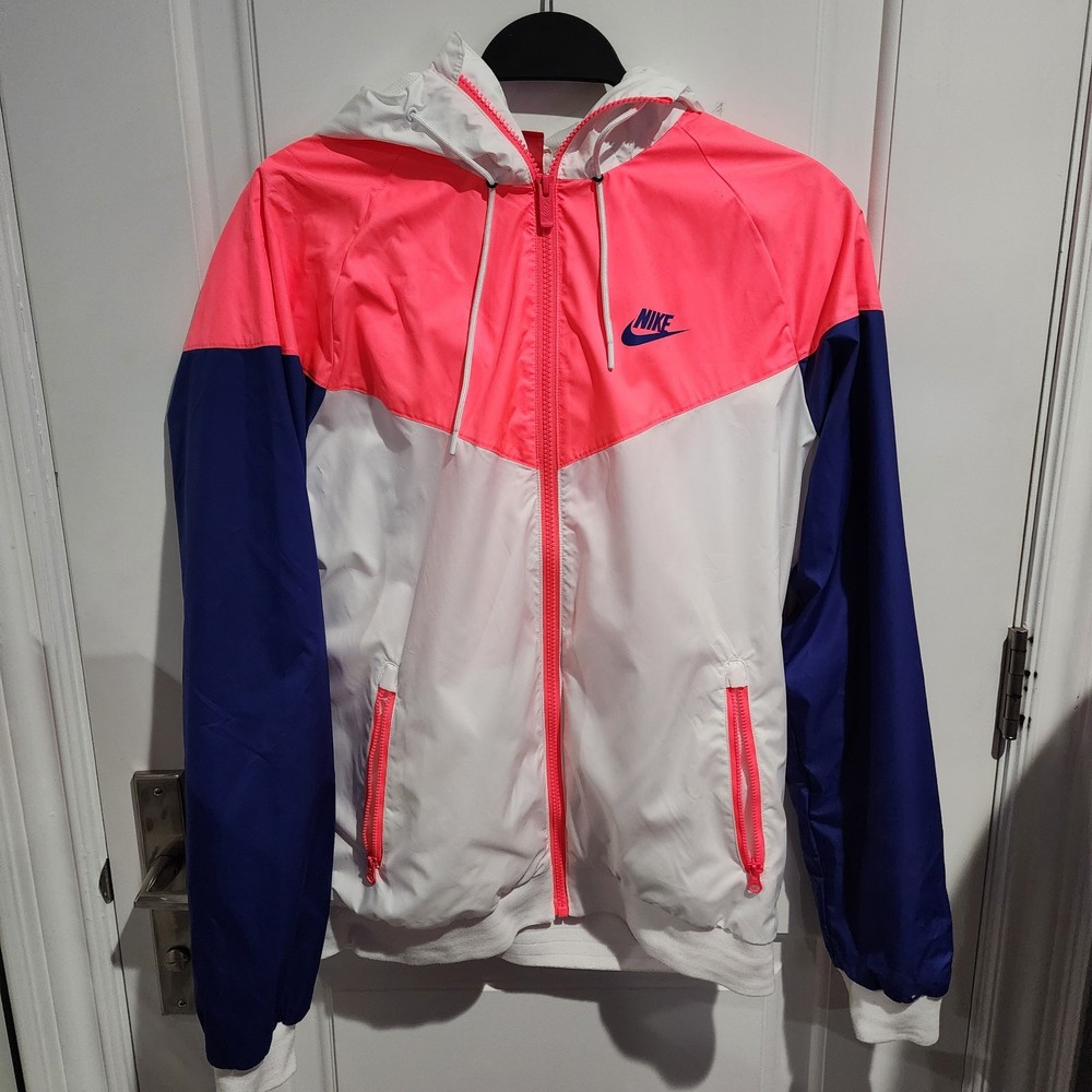 Rare Nike Windrunner Windbreaker Jacket Pink White Blue Nylon Size Small