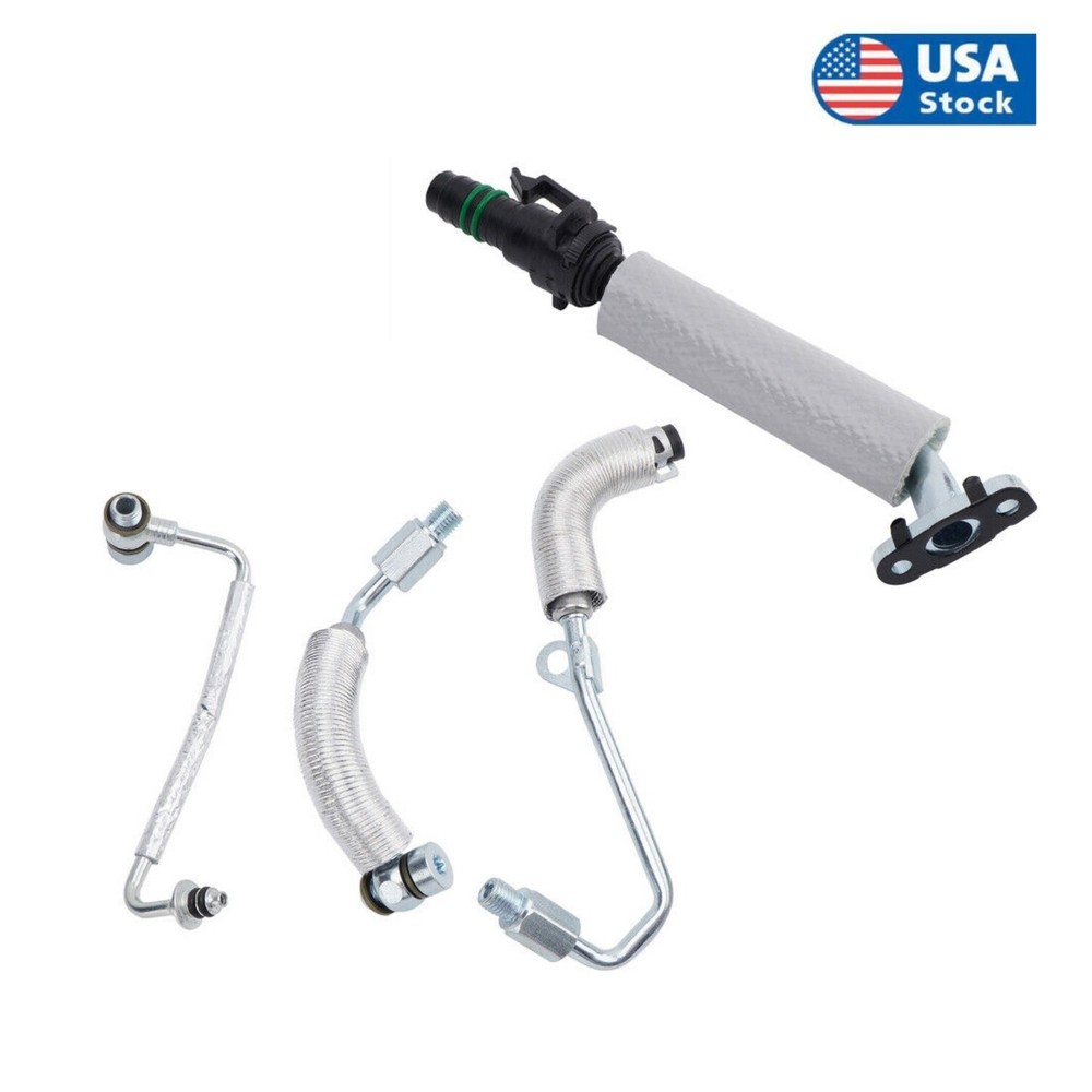 US 4 PC TURBO OIL FEED PIPE TUBE FOR 2011-18 55587854 55592600 55567067 55568031