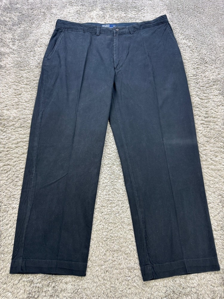 Polo Ralph Lauren Pants Mens 40x32 Black Classic Fit Flat Front Golf Chino Vtg
