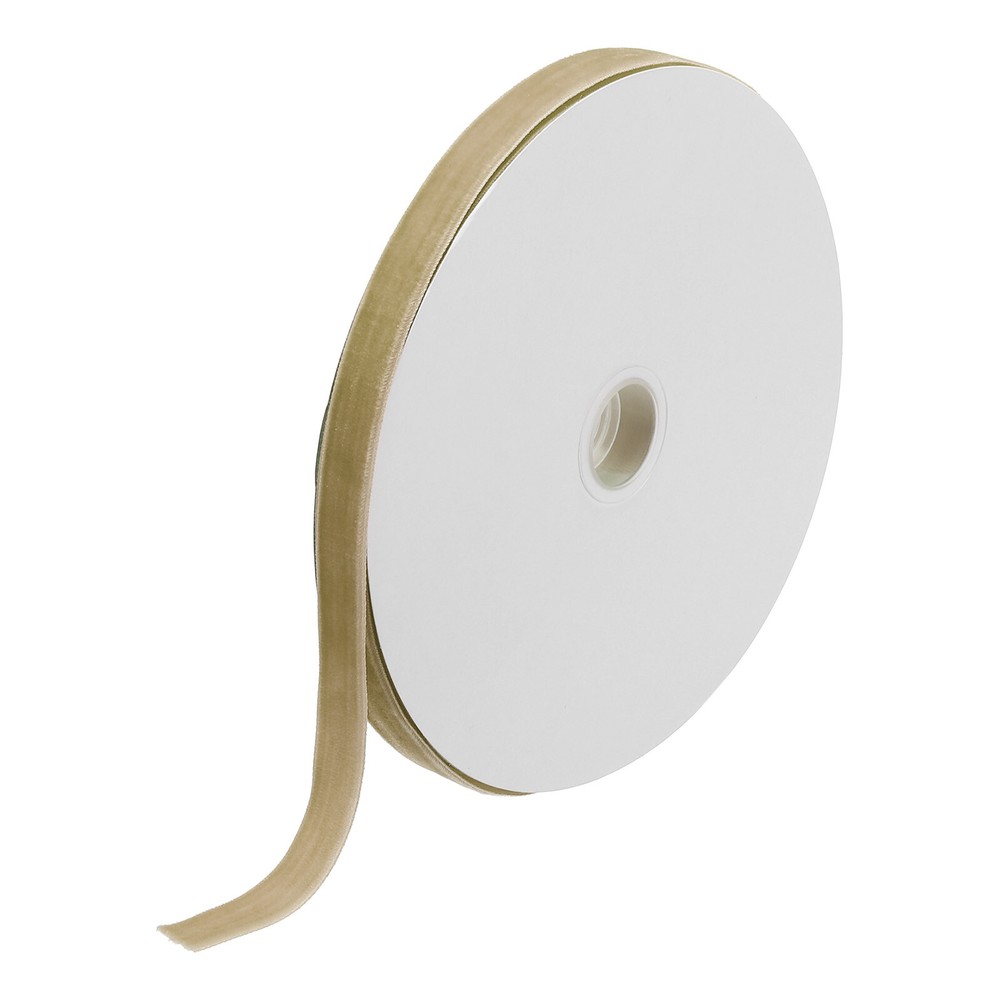 Velvet Ribbon 5/8 Inch x 25 Yard Single Face Spool Silky Velvet Fabric Khaki