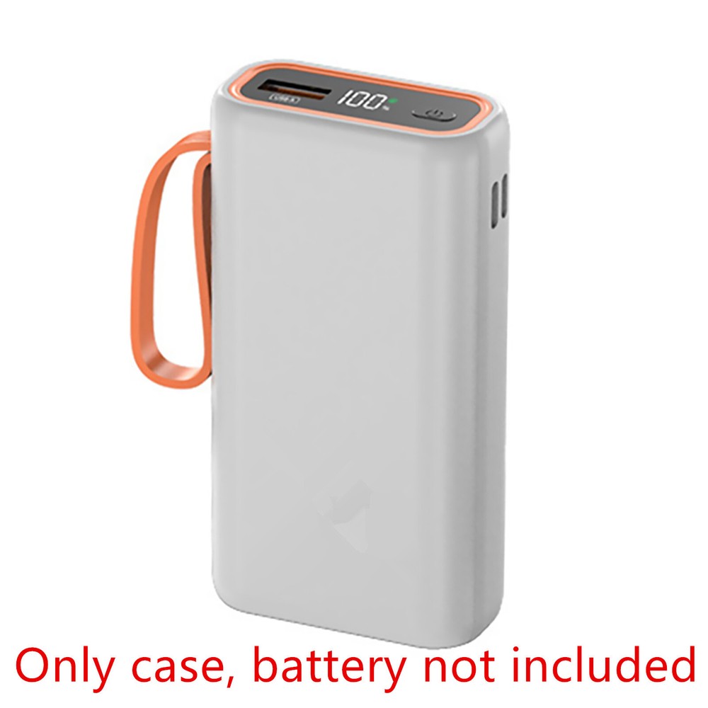 Durable White 2-Slot 21700 Power Bank Case - Portable Battery Cage for PC and Smartphone Charging