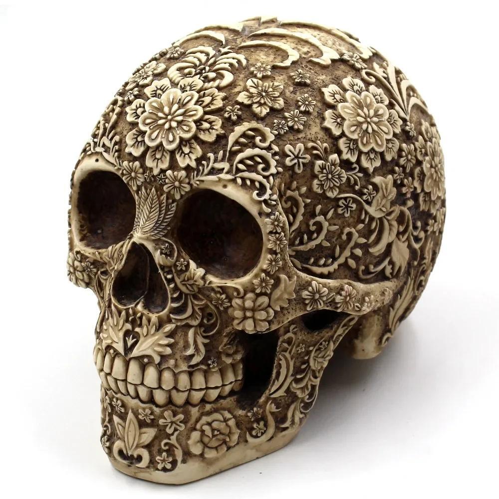Figurines Skull Resin Carved Small Modern Multicolor Novelty Free Stand Decor
