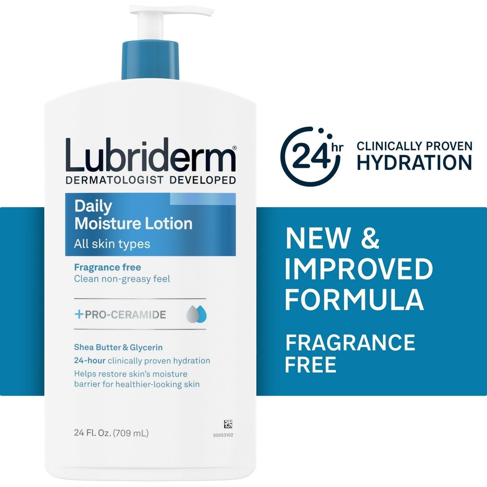 Lubriderm Daily Moisture Hydrating Body Lotion All Skin Unscented 24oz