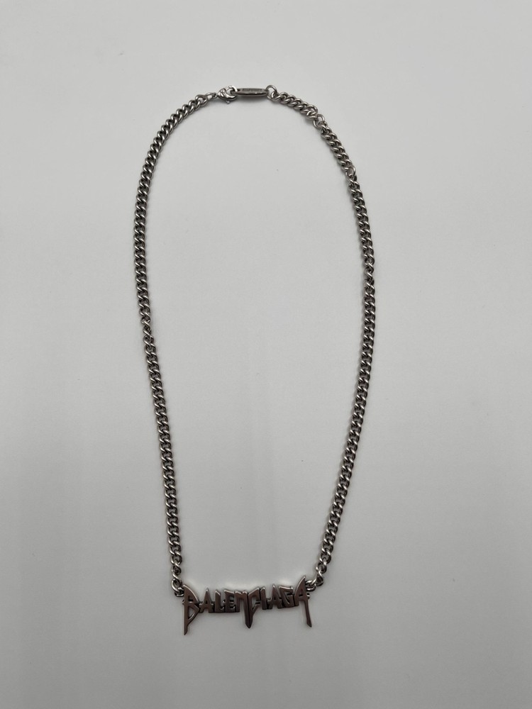 Pre Owned Balenciaga Silver Graffiti Necklace  No Dust Bag Or Box