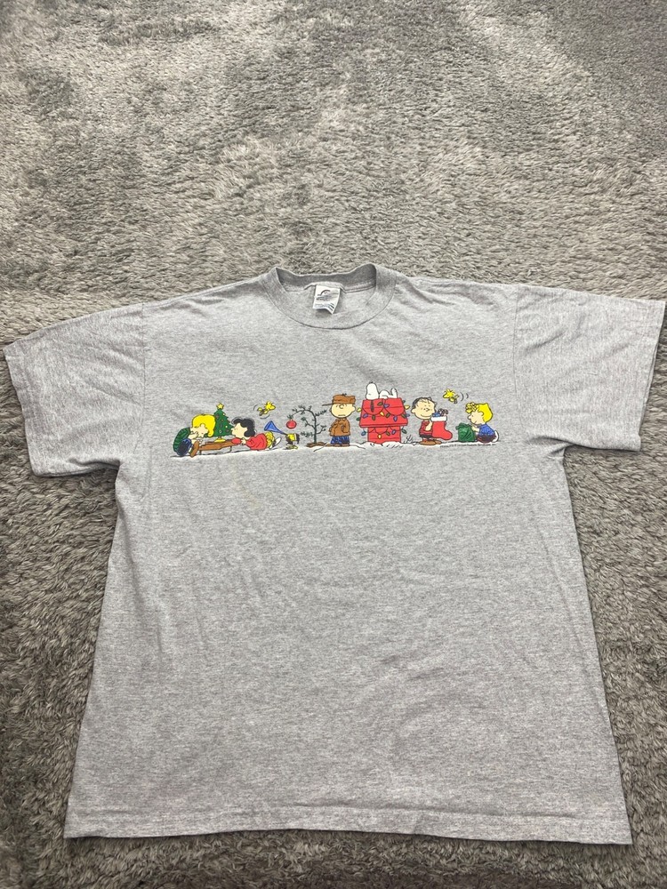 Vtg Peanuts Shirt Adult Large Gray 90s Snoopy United Feature Syndicate Made USA