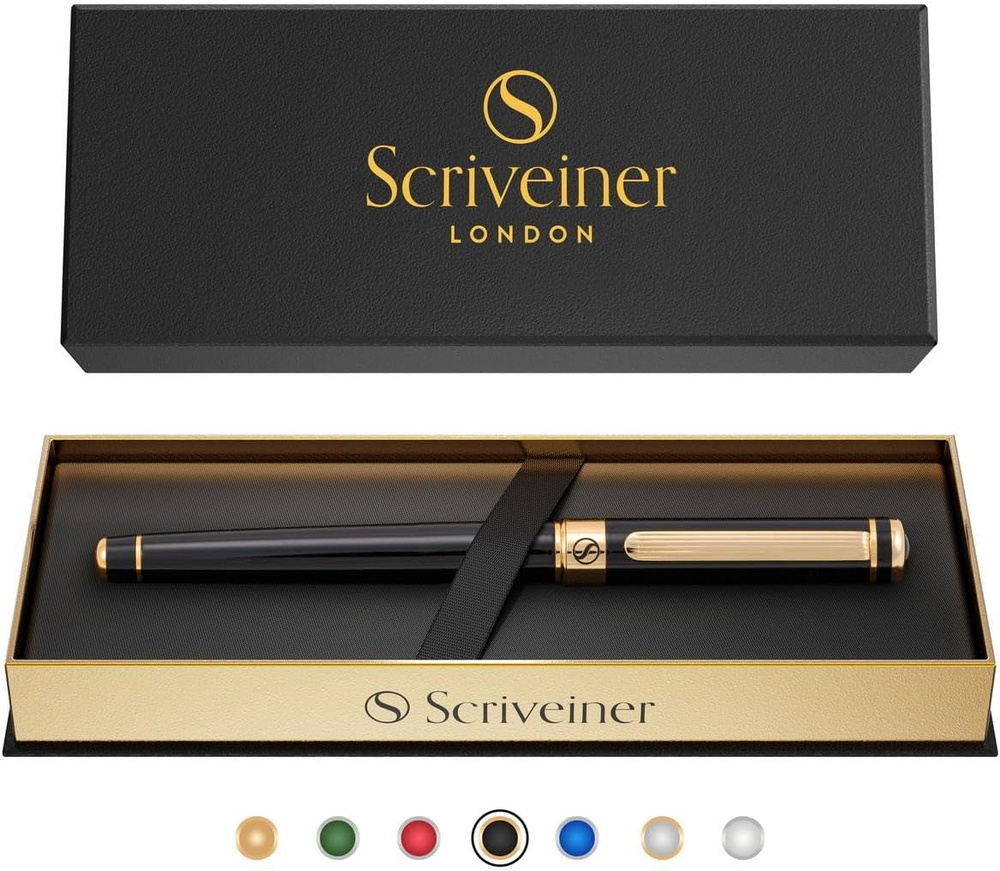 Black Lacquer Rollerball Pen - Stunning Luxury Pen with 24K Gold Finish, Schmidt