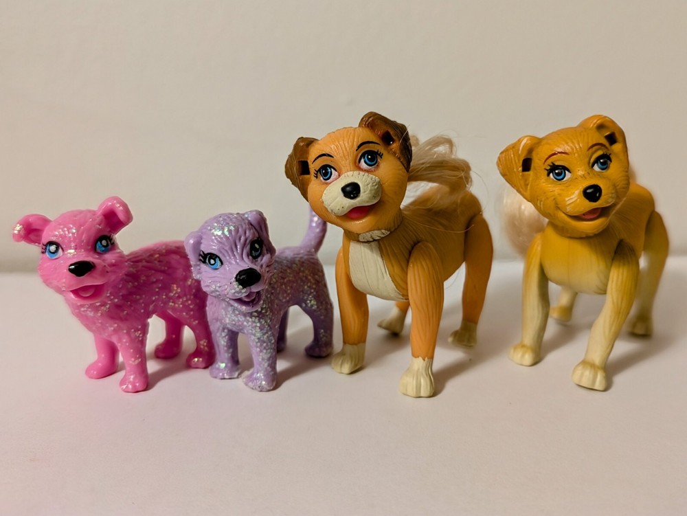Vintage Polly Pocket Dog Lot Sparkling Glitter Pet Pals Puppy Parade Lot of 4