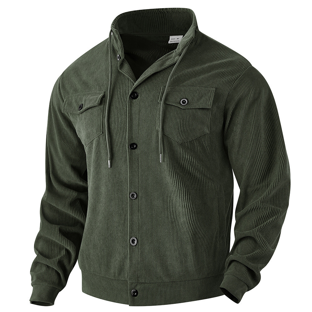 Men's Corduroy Lapel Outwear New American Vintage Multi-pocket Cargo Jacket Tops