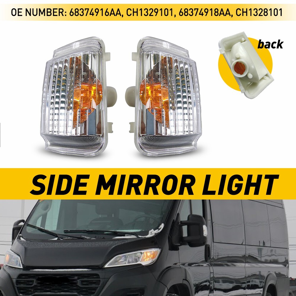 Mirrors Clear Turn Signal Light Cover For 2014-2023 Ram ProMaster 1500 2500 3500