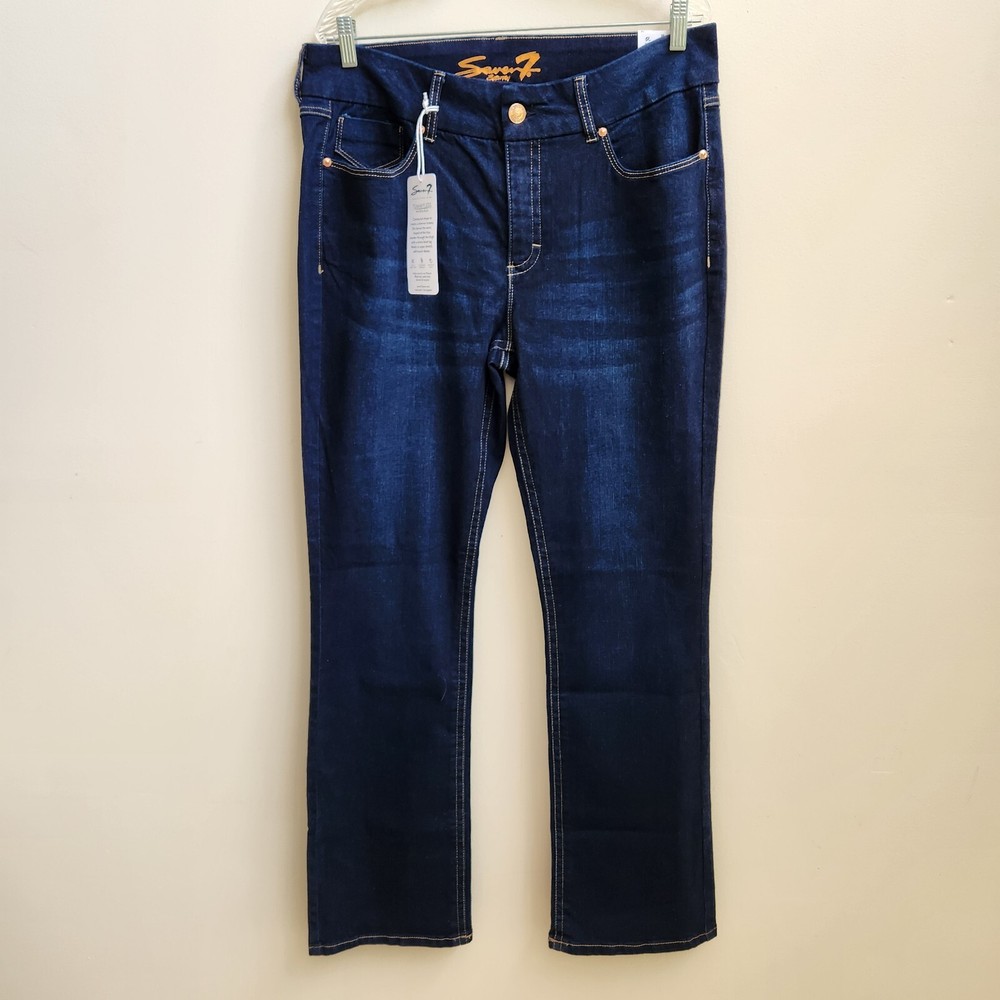 Seven7 Jeans Womens 14 Blue Denim Mid Rise Tummyless Boot Boho Grunge Minimalist
