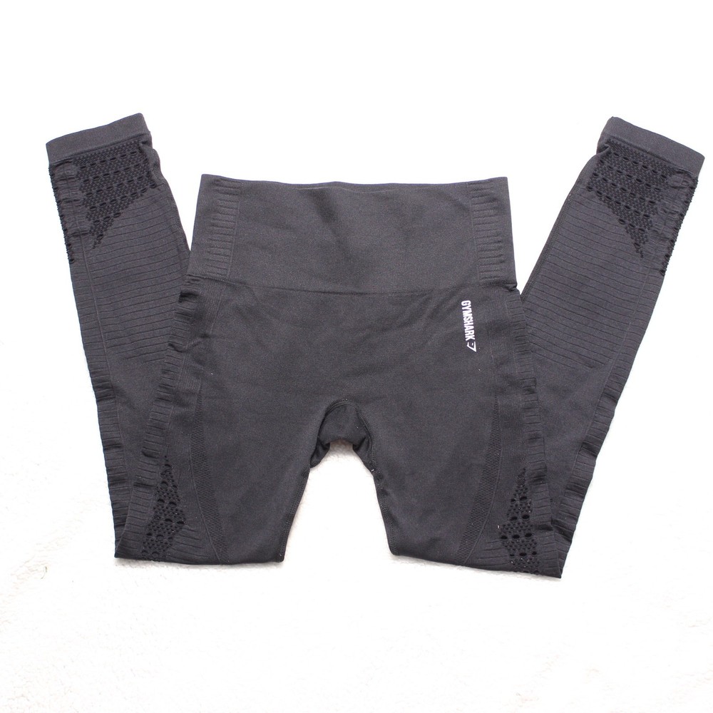Gymshark Flex High Waisted Seamless Mesh Ribbed Leggings in Black Size Small