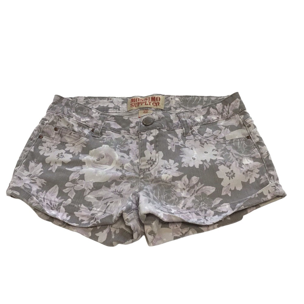 Mossimo Supply Co Juniors Gray Floral Jean Booty Shorts Size 5 NWOT 5 Pocket  