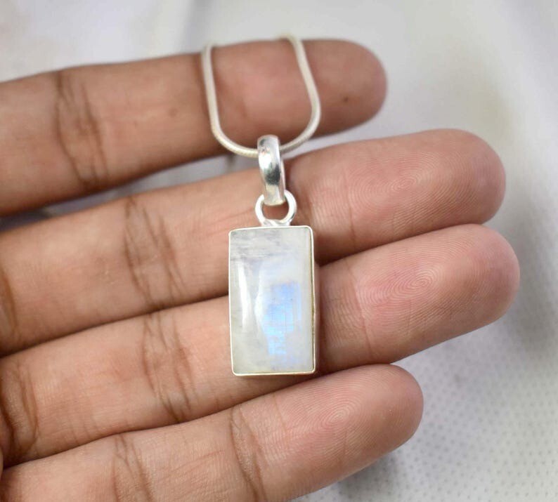 Rainbow Moonstone Gemstone Pendant 925 Sterling Silver Pendant Handmade Pendant